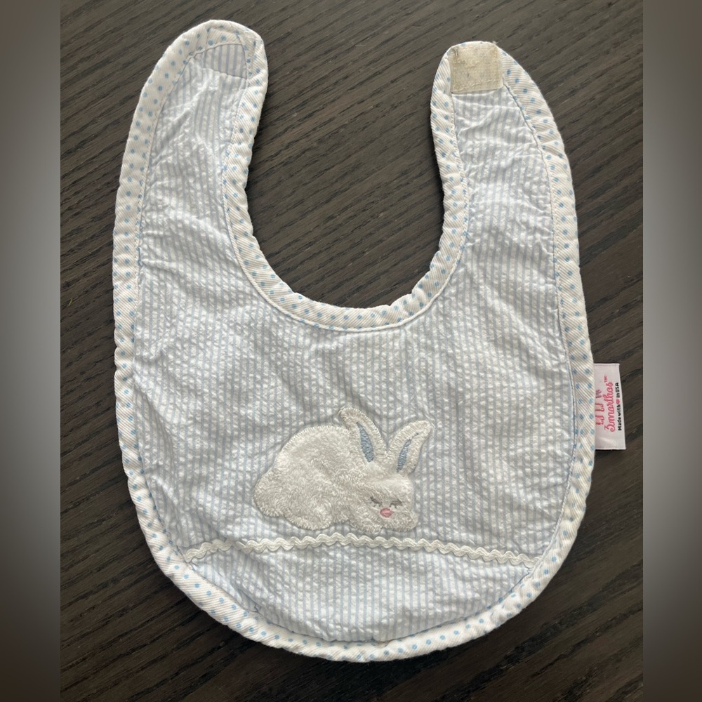 3Marthas Seersucker Bunny Baby Bib